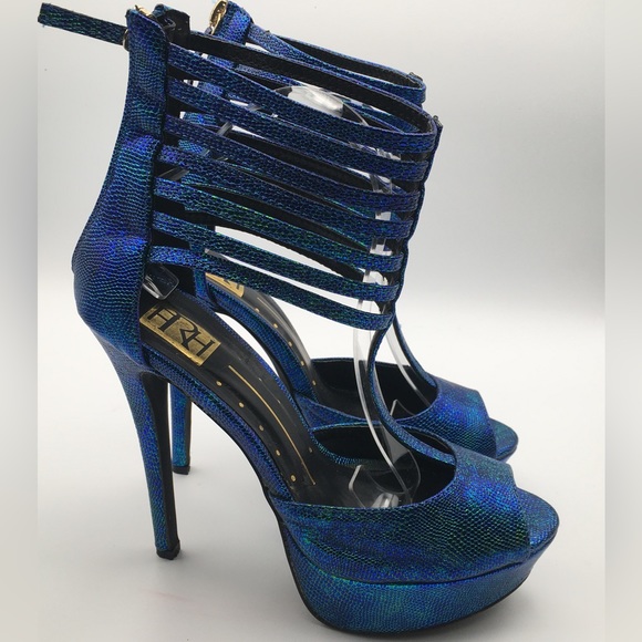 FRH Iridescent Snakeskin’ Gladiator Platforms - Picture 2 of 6